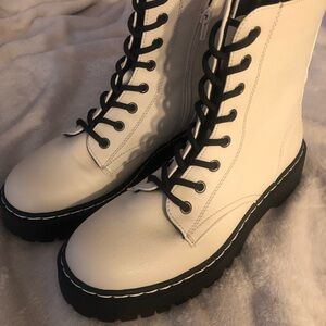 Stylish White Combat Boots